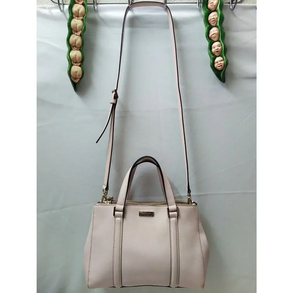 Kate Spade Newbury Lane Loden Pink Crossgrain Leather Carryall Satchel Bag
